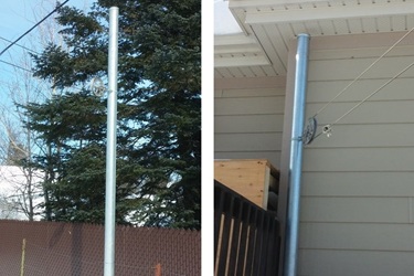 Poteau de corde à linge galvanisé installé